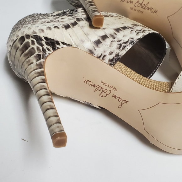 Sam Edelman Scotti Ivory Leather Snake Skin Sandals 8.5" - Picture 10 of 12